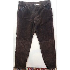 Vintage Skott's Suede Pants Brown Heavy Washable Leather Straight Men's Size 36
